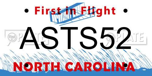 ASTS52 North Carolina License Plate