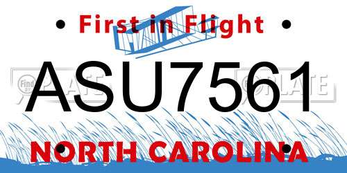 ASU7561 North Carolina License Plate