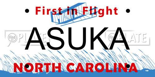 ASUKA North Carolina License Plate