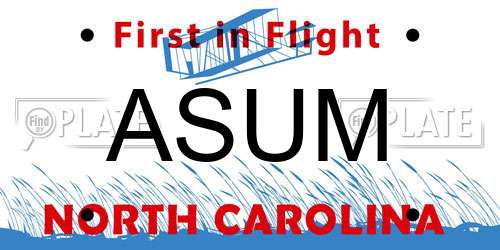 ASUM North Carolina License Plate