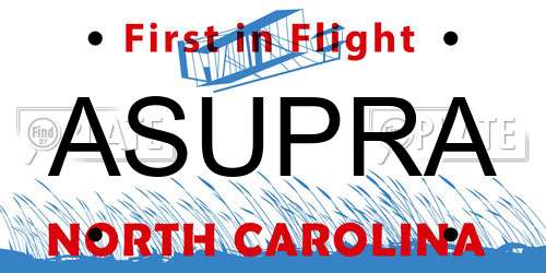 ASUPRA North Carolina License Plate