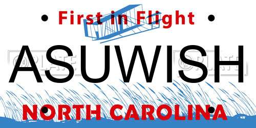 ASUWISH North Carolina License Plate