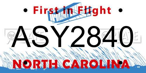 ASY2840 North Carolina License Plate