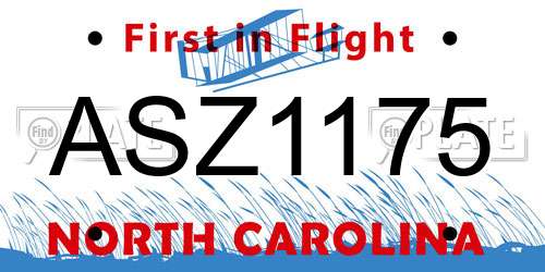 ASZ1175 North Carolina License Plate