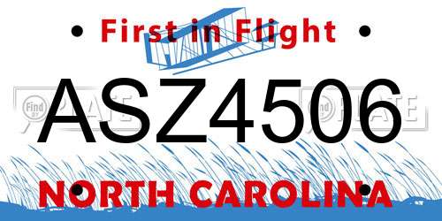 ASZ4506 North Carolina License Plate