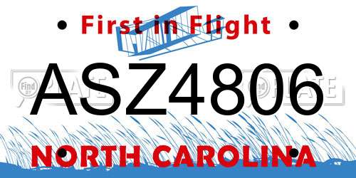 ASZ4806 North Carolina License Plate