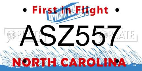 ASZ557 North Carolina License Plate