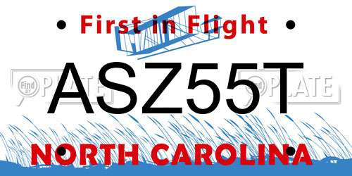 ASZ55T North Carolina License Plate