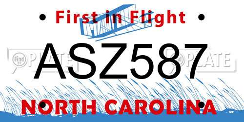 ASZ587 North Carolina License Plate