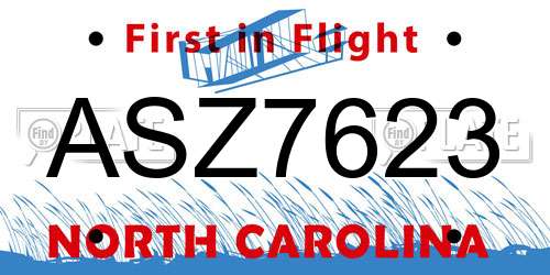 ASZ7623 North Carolina License Plate