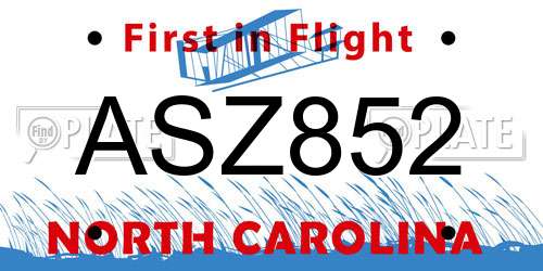 ASZ852 North Carolina License Plate