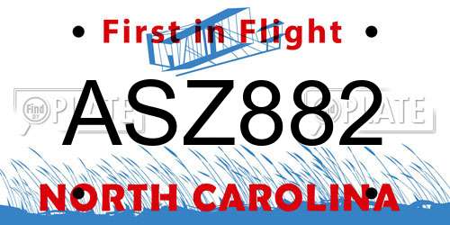 ASZ882 North Carolina License Plate