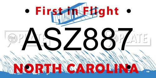 ASZ887 North Carolina License Plate