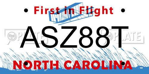 ASZ88T North Carolina License Plate