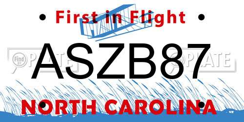 ASZB87 North Carolina License Plate