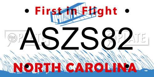 ASZS82 North Carolina License Plate