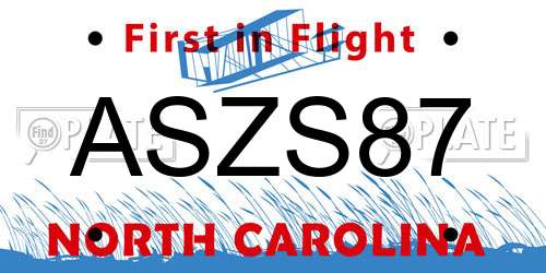 ASZS87 North Carolina License Plate