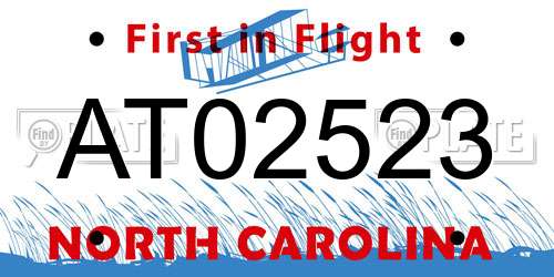 AT02523 North Carolina License Plate
