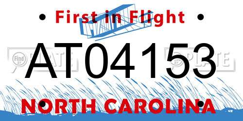 AT04153 North Carolina License Plate