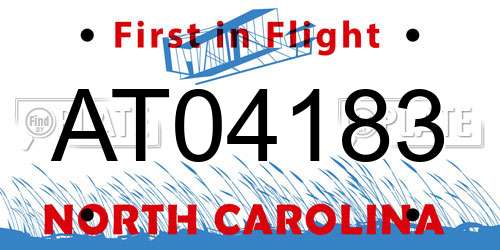 AT04183 North Carolina License Plate