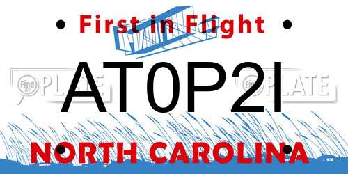 AT0P2I North Carolina License Plate