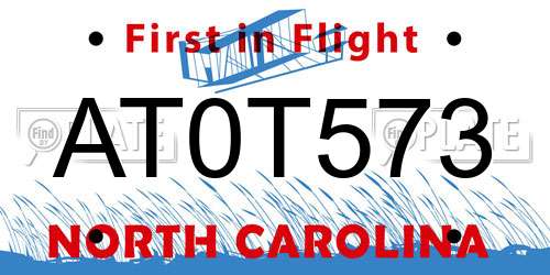 AT0T573 North Carolina License Plate