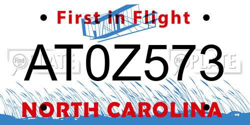AT0Z573 North Carolina License Plate