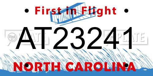 AT23241 North Carolina License Plate