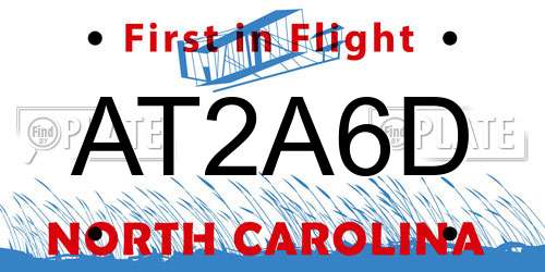 AT2A6D North Carolina License Plate