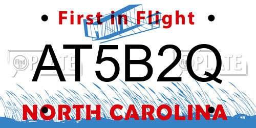 AT5B2Q North Carolina License Plate