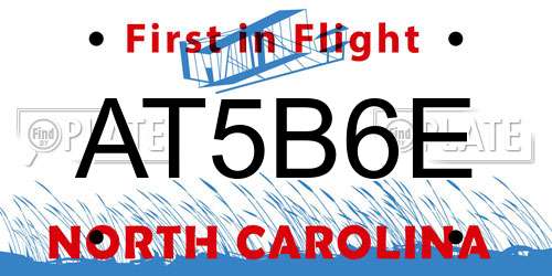AT5B6E North Carolina License Plate