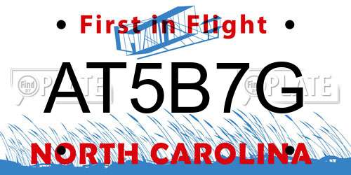 AT5B7G North Carolina License Plate