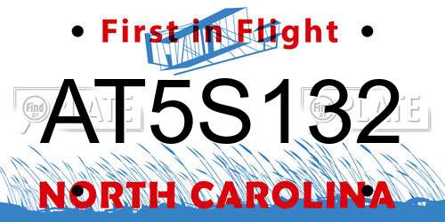 AT5S132 North Carolina License Plate