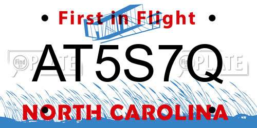 AT5S7Q North Carolina License Plate