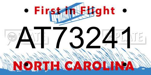 AT73241 North Carolina License Plate
