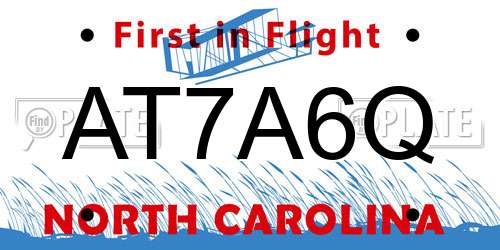 AT7A6Q North Carolina License Plate
