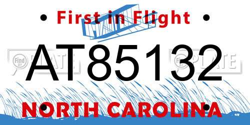 AT85132 North Carolina License Plate