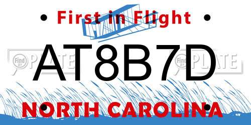 AT8B7D North Carolina License Plate