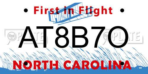 AT8B7O North Carolina License Plate