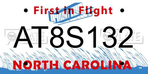 AT8S132 North Carolina License Plate