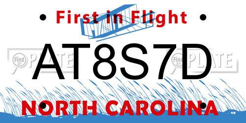 AT8S7D North Carolina License Plate