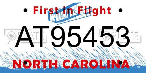 AT95453 North Carolina License Plate
