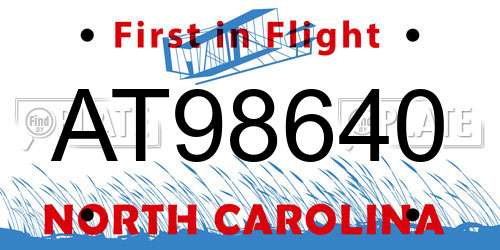 AT98640 North Carolina License Plate