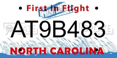 AT9B483 North Carolina License Plate