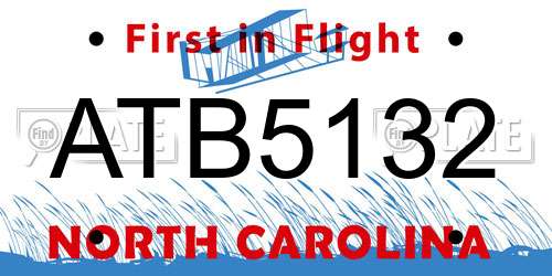 ATB5132 North Carolina License Plate