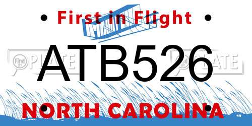 ATB526 North Carolina License Plate