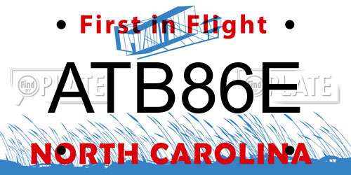 ATB86E North Carolina License Plate