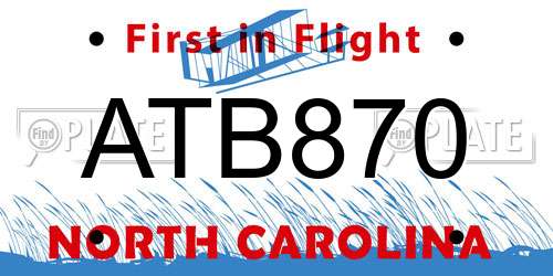 ATB870 North Carolina License Plate