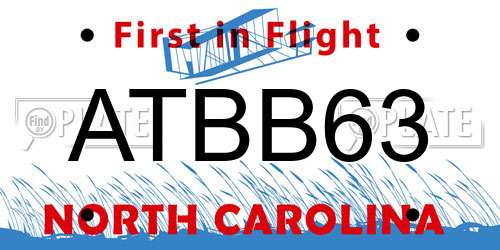 ATBB63 North Carolina License Plate