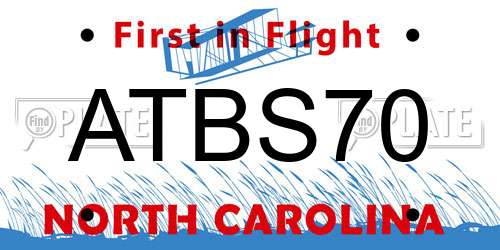 ATBS70 North Carolina License Plate
